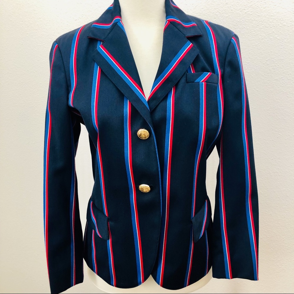 Altuzarra Wool Navy & Red Striped Jacket NEW